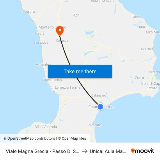 Magna Grecia Avenue - Passo Di Salto to Unical Magna Hall map