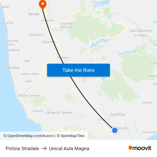 Polizia Stradale to Unical Aula Magna map