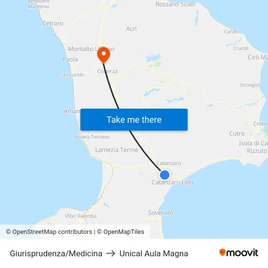 Giurisprudenza/Medicina to Unical Aula Magna map