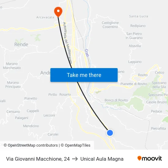 Via Giovanni Macchione, 24 to Unical Aula Magna map