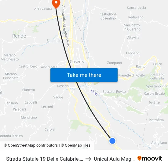 State Road 19 of Calabrie, 25 to Unical Magna Hall map