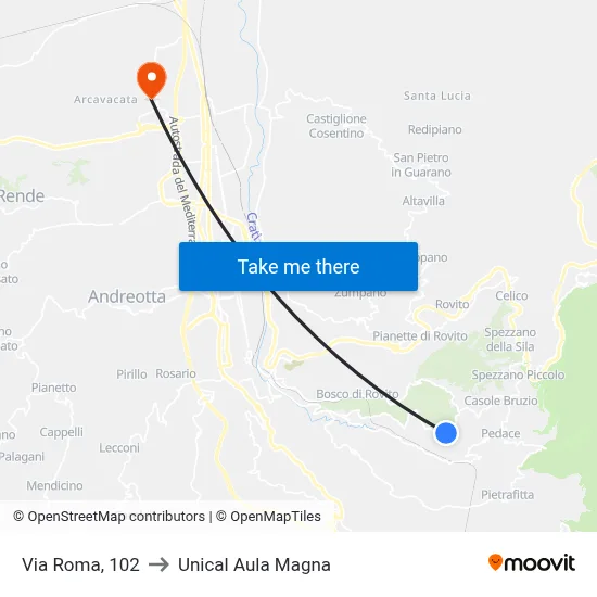 Rome Street, 102 to Unical Magna Hall map