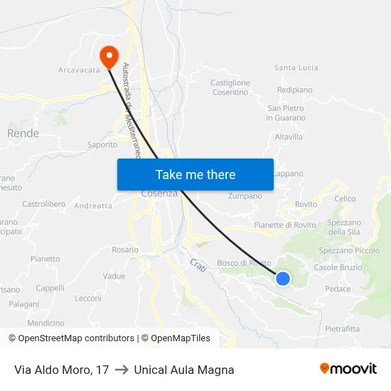 Aldo Moro Street, 17 to Unical Magna Hall map