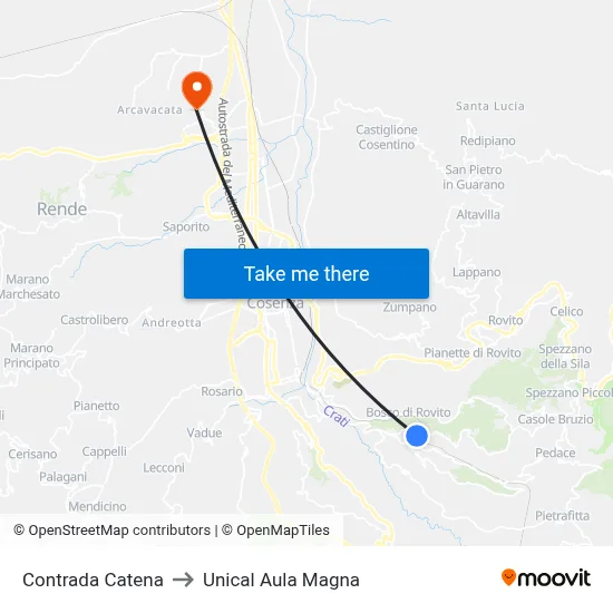 Catena District to Unical Magna Hall map
