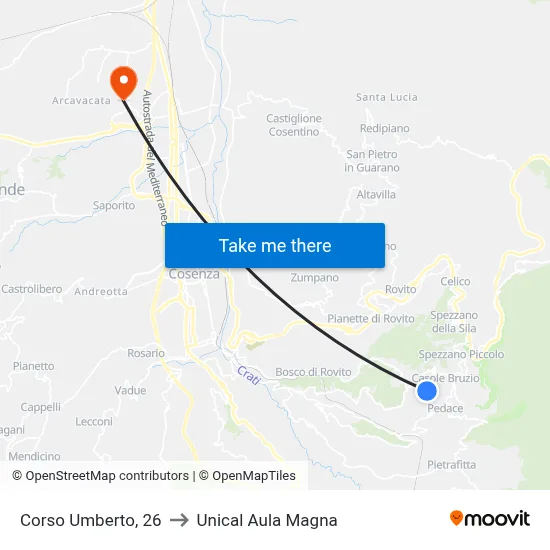 Umberto Course, 26 to Unical Magna Hall map