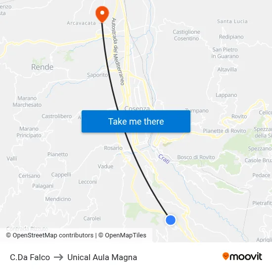 Falco District to Unical Magna Hall map