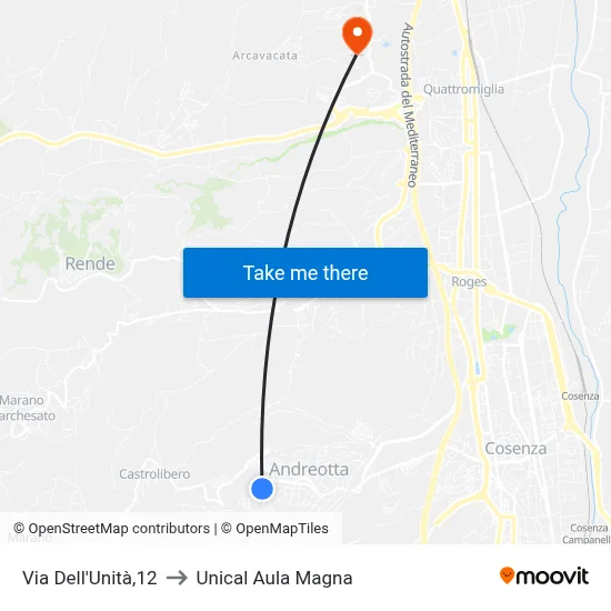Unity Street, 12 to Unical Magna Hall map