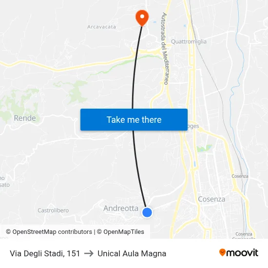 Via Degli Stadi, 151 to Unical Aula Magna map