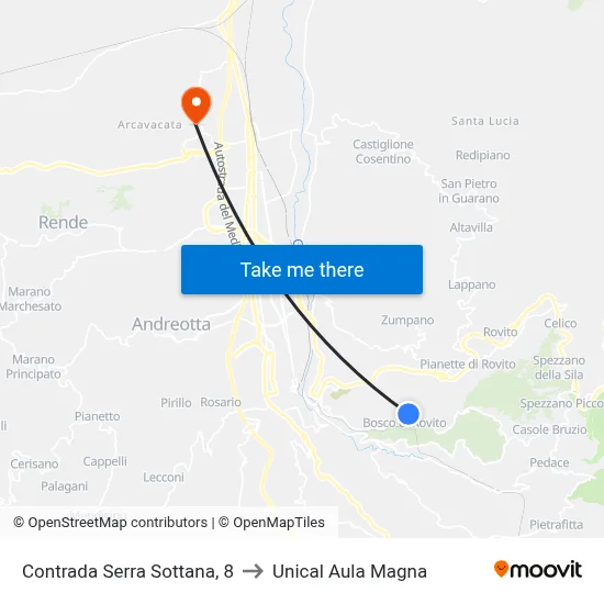 Serra Sottana District, 8 to Unical Magna Hall map