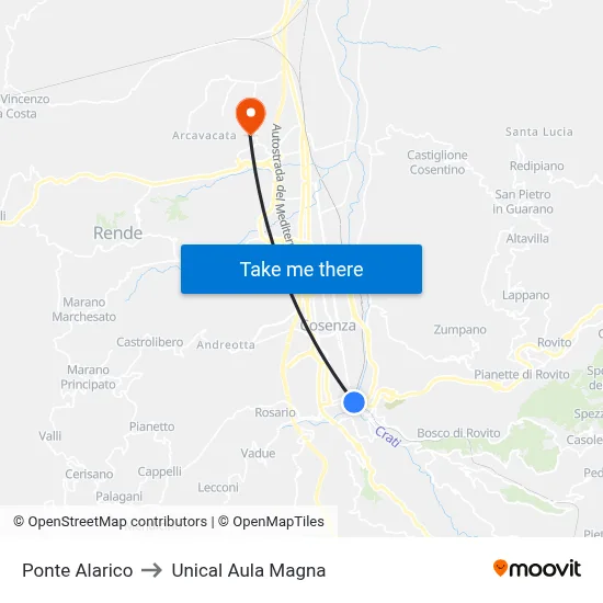 Alaric Bridge to Unical Magna Hall map