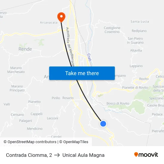 Ciomma District, 2 to Unical Magna Hall map