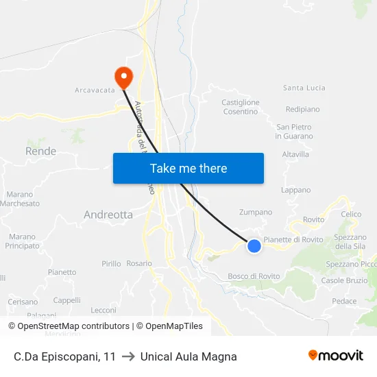 C.Da Episcopani, 11 to Unical Aula Magna map