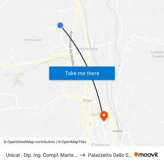 Unical - Dip. Ing. Compl. Martensson to Palazzetto Dello Sport map