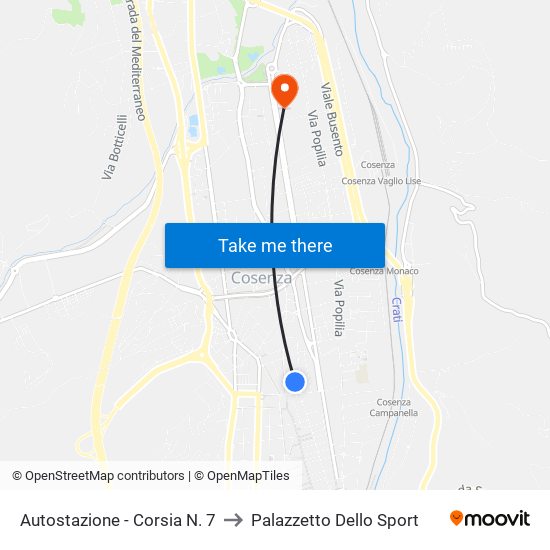 Autostazione - Corsia N. 7 to Palazzetto Dello Sport map