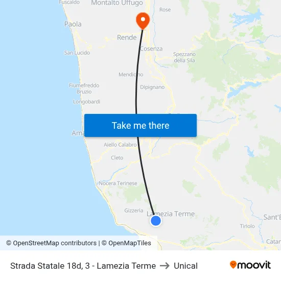 State Road 18d, 3 - Lamezia Terme to Unical map