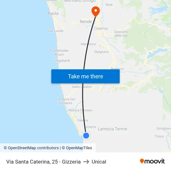 Santa Caterina Street, 25 - Gizzeria to Unical map