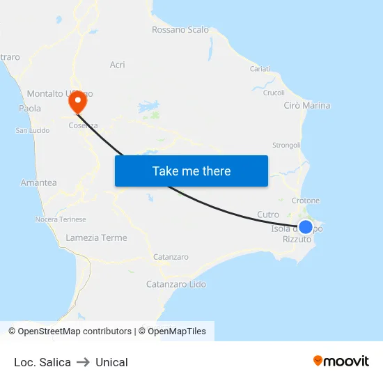 Salica Location to Unical map