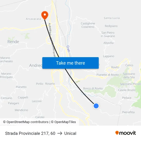 Provincial Road 217, 60 to Unical map