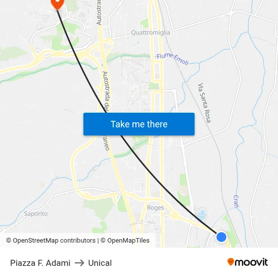 F. Adami Square to Unical map