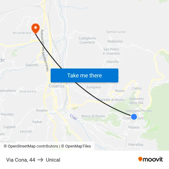 Cona Street, 44 to Unical map