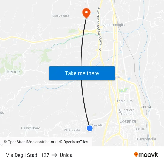 Stadium Street, 127 to Unical map