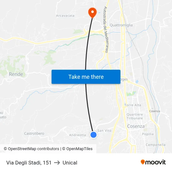 Stadium Street, 151 to Unical map