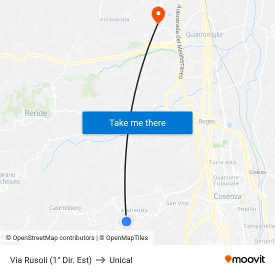 Rusoli Street (1st East Dir.) to Unical map