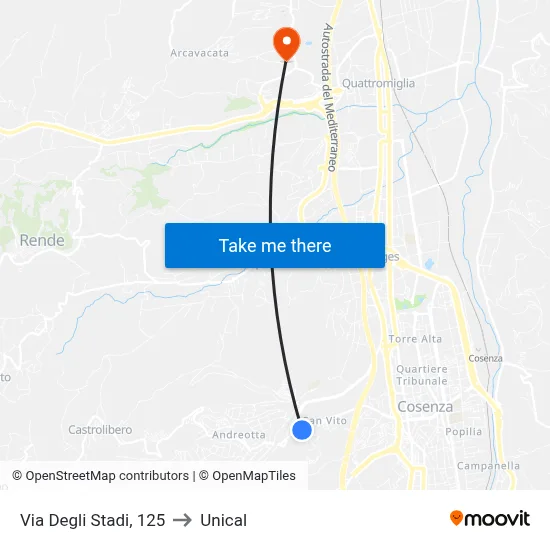 Stadium Street, 125 to Unical map