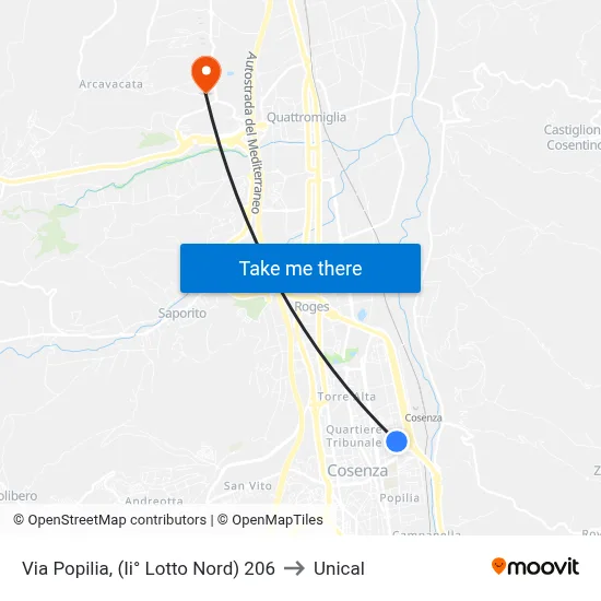 Via Popilia, (Second Lot North) 206 to Unical map