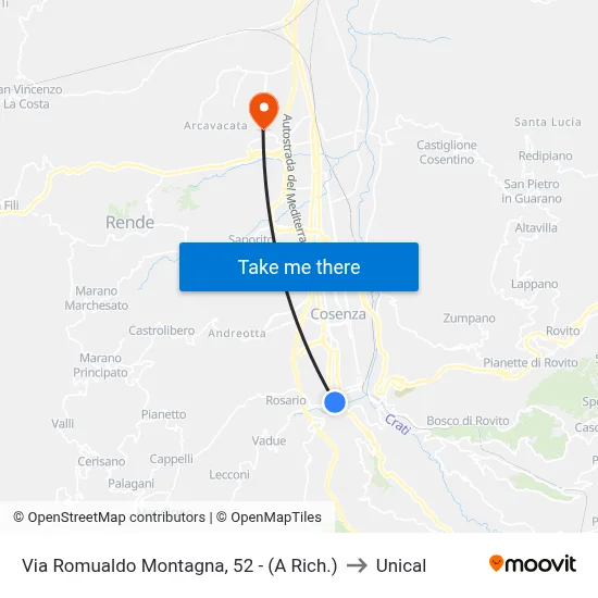 Romualdo Montagna Street, 52 - (On Request) to Unical map