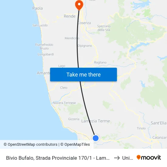 Bufalo Junction, Provincial Road 170/1 - Lamezia Terme to Unical map