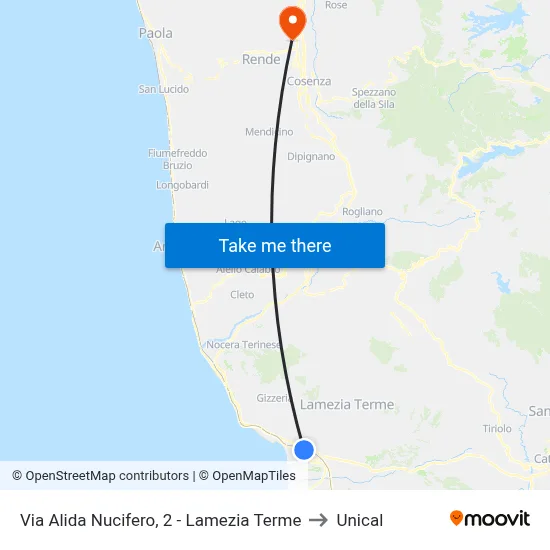Via Alida Nucifero, 2 - Lamezia Terme to Unical map