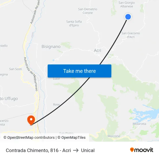 Contrada Chimento, 816 - Acri to Unical map