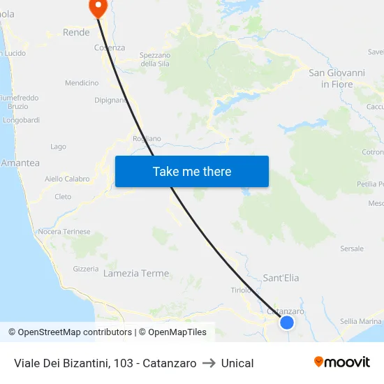 Viale Dei Bizantini, 103 - Catanzaro to Unical map