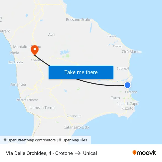 Via Delle Orchidee, 4 - Crotone to Unical map