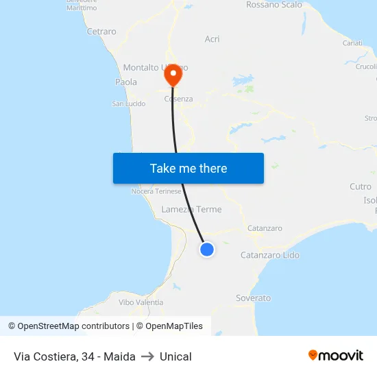 Coastal Road, 34 - Maida to Unical map