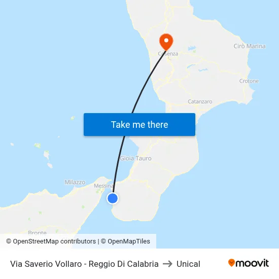 Via Saverio Vollaro - Reggio Di Calabria to Unical map