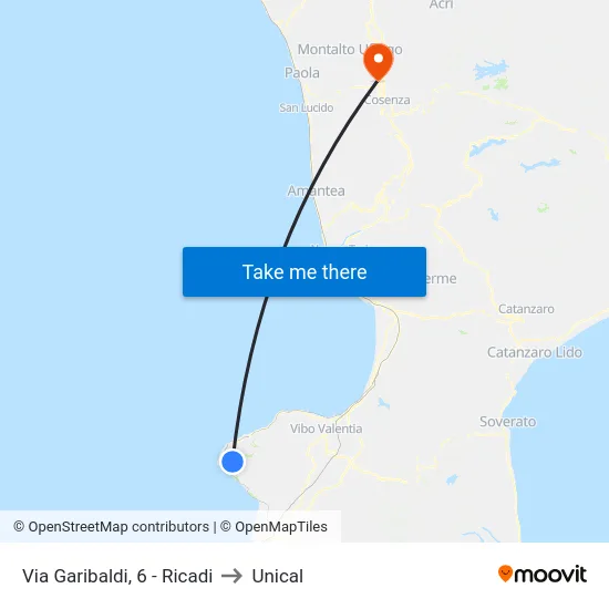 Via Garibaldi, 6 - Ricadi to Unical map