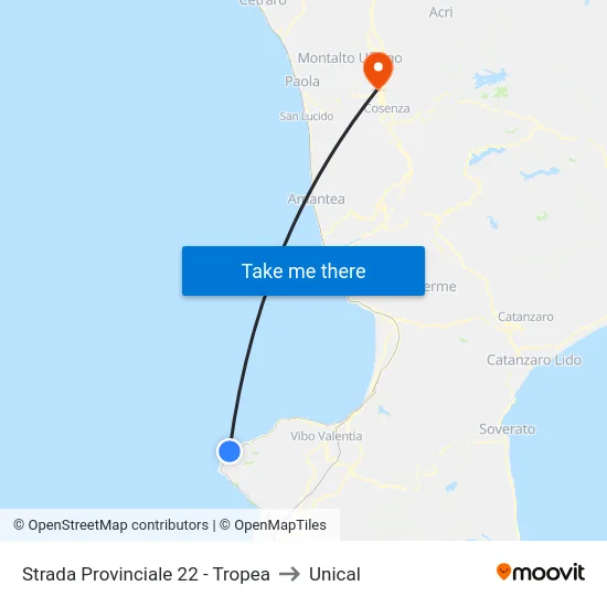Strada Provinciale 22 - Tropea to Unical map