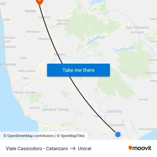 Viale Cassiodoro - Catanzaro to Unical map