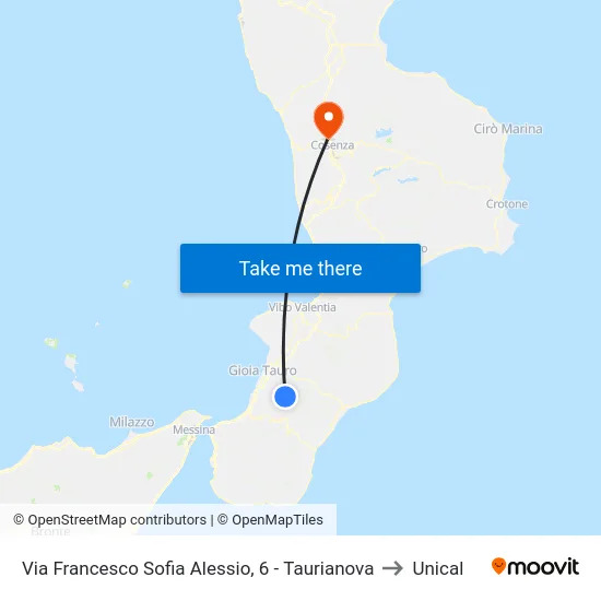 Via Francesco Sofia Alessio, 6 - Taurianova to Unical map