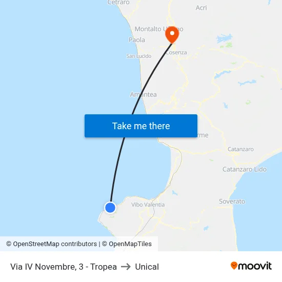 Via IV Novembre, 3 - Tropea to Unical map