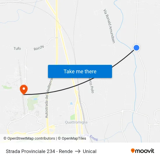 Strada Provinciale 234 - Rende to Unical map