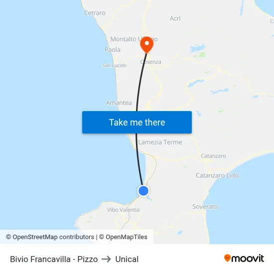 Bivio Francavilla - Pizzo to Unical map