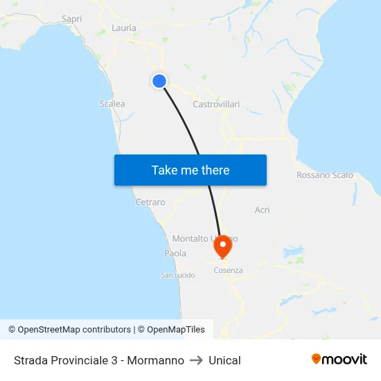 Strada Provinciale 3 - Mormanno to Unical map