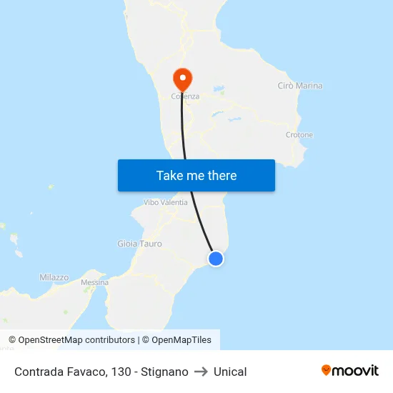 Contrada Favaco, 130 - Stignano to Unical map