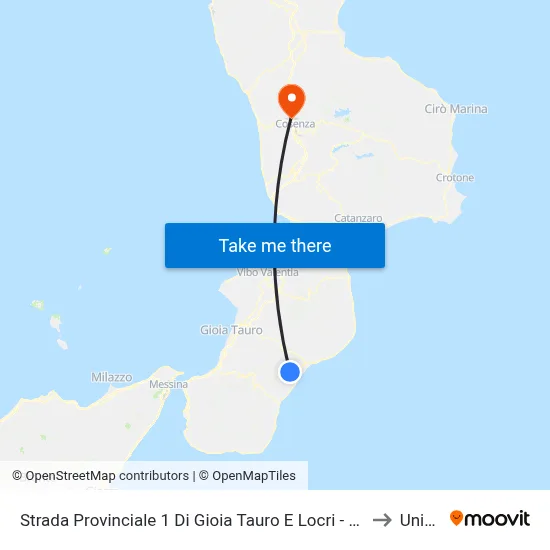 Strada Provinciale 1 Di Gioia Tauro E Locri - Gerace to Unical map