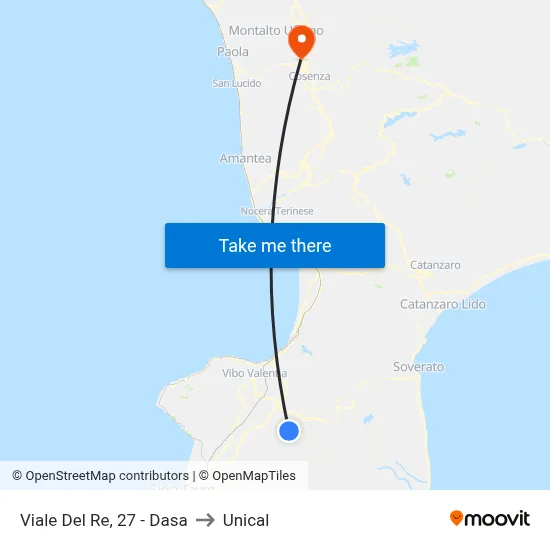 Viale Del Re, 27 - Dasa to Unical map