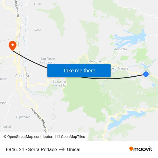 E846, 21 - Serra Pedace to Unical map