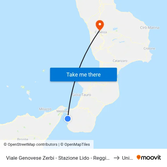 Viale Genovese Zerbi - Stazione Lido - Reggio Calabria to Unical map